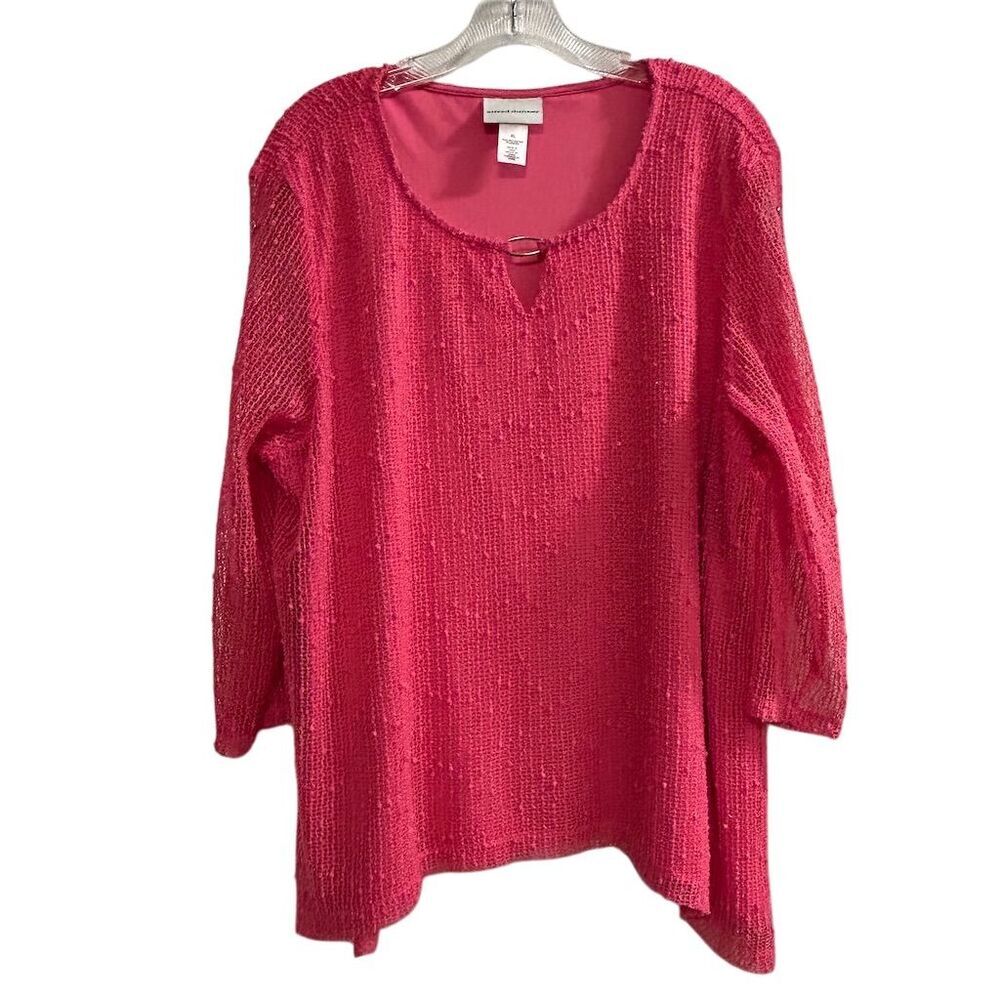 Alfred Dunner Women's Pink Blouse XL 3/4 Sleeve Casual Top